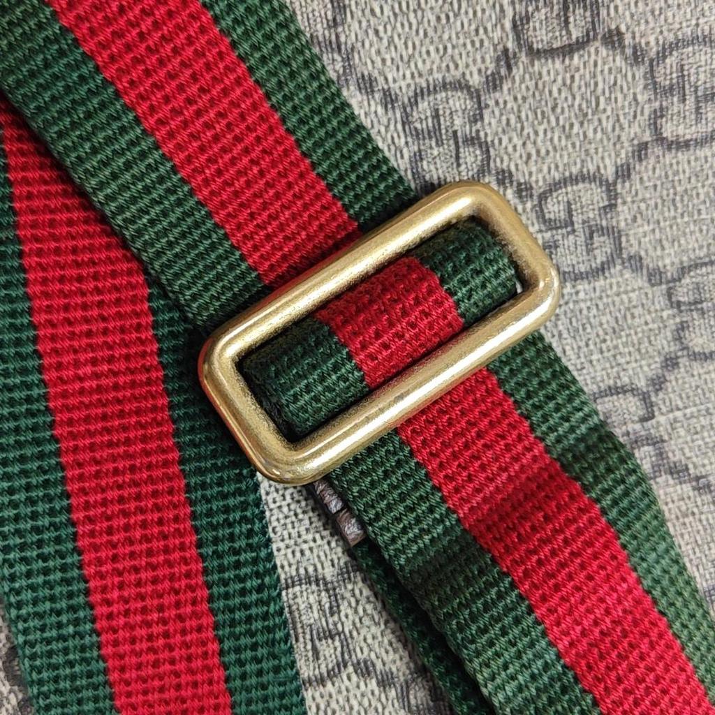 [Б/У] Серия Neo Vintage Золотой Логотип-Монограмма Голова Тигра Декоративная Полосатая Плечевая Лента Холст И Кожа Сумка-Почтальон Б - Очень Хорошее Состояние #2NA83A