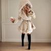 Fur Jackets Women Elegant Fur Collar Belt Coat Streetwear Lapel Warm Ruffled Hooded Tight Jacket