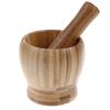 Wooden Mortar And Pestle Set Garlic Pugging Pot Herb Mill Crusher Grinding Bowl