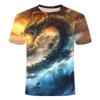 Лето 2024 года, новые 3D-печатные футболки с коротким рукавом, персонализированные и взрывные, серия Mighty Dragon Birth для мужчин и женщин