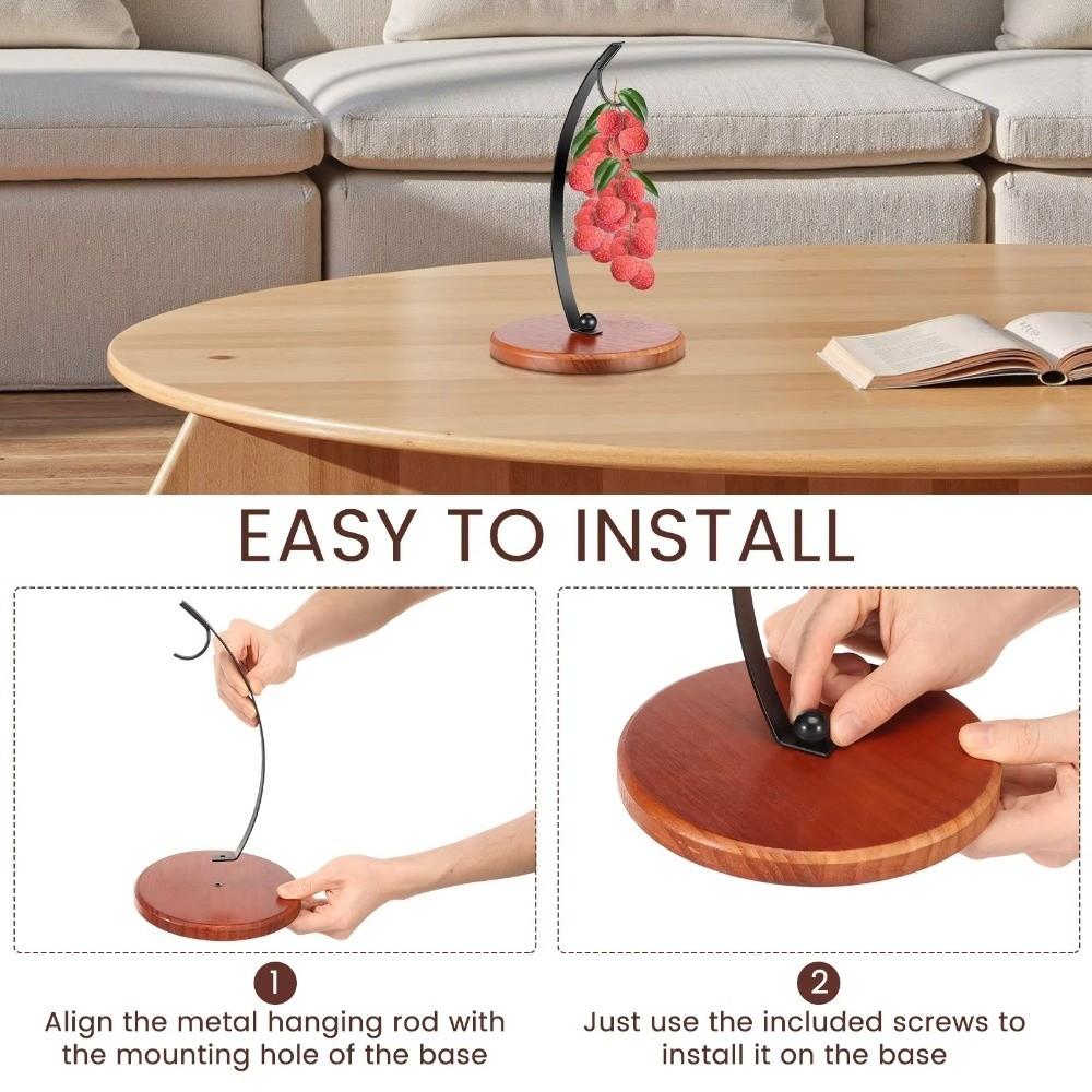 Stable Stand Banana Hanger Rack With Wood Base Fruit Storage Holder Creative Fruit Hanger Kitchen