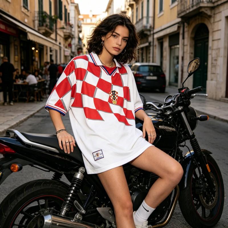 Croatia National Team Retro 1998 Checkered Soccer Jersey Men Women Short Sleeve Football Shirt Casual Streetwear