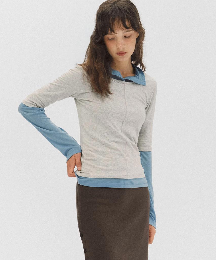 ANDNEEDS Bien 3/4 Sleeve Tee (Melange Gray)