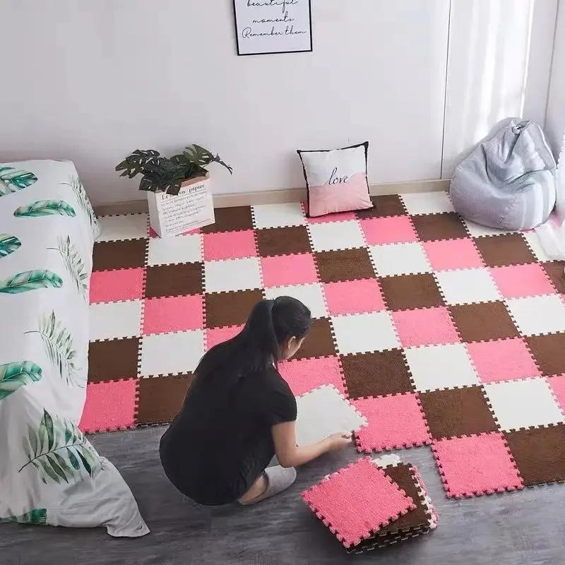 Мягкий плюшевый детский коврик Babe Toys Коврик-пазл из пены ЭВА Теплый детский игровой коврик Соединяющиеся коврики Ковер для младенца 30*30*1,2 см