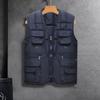 Мужской осенне-зимний жилет с несколькими карманами на молнии без рукавов, однотонное зимнее теплое пальто, модная одежда