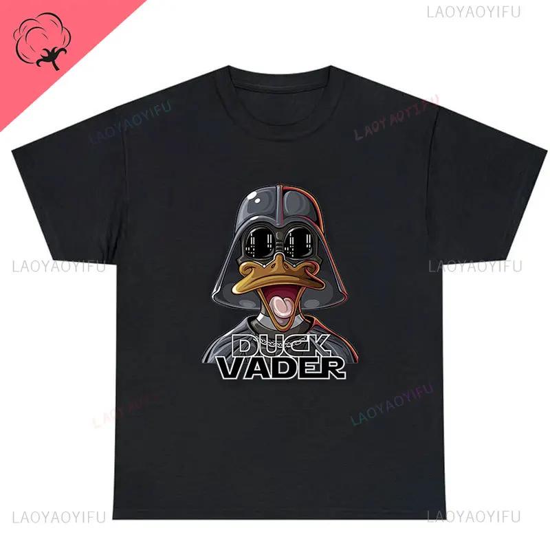 Vintage Ropa Hombre Duck Vader Funny T-Shirt Duck Darth Vader Parody High Quality Cotton Summer Hip-hop Men Streetwear Cotton