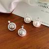 Exquisite Diamond-set Round Pearl Earrings for Women with Light Luxury High-end French Earrings