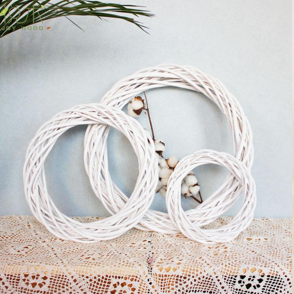 Party Wedding Ornament Natural Hanging Blank Christmas Decoration Rattan Ring White Garland Wicker Wreath