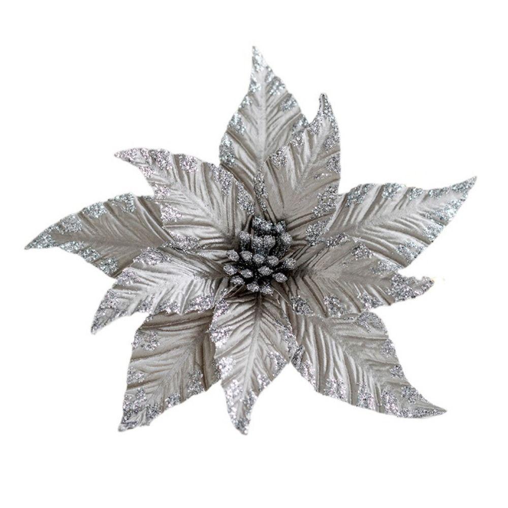 Блестящий имитация рождественского цветка, аксессуары для рождественской елки ручной работы, макет мероприятия