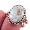 Natural Dendrite Opal Gemstone 925 Sterling Silver TwoTone Gift Ring S.9 C3K43