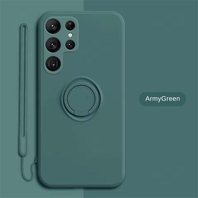 Чехол для телефона с магнитным держателем-кольцом для Samsung Galaxy S25 S24 S23 S22 Ultra S21 S20 FE S10 Plus Note 20 Ultra Жидкий силиконовый чехол