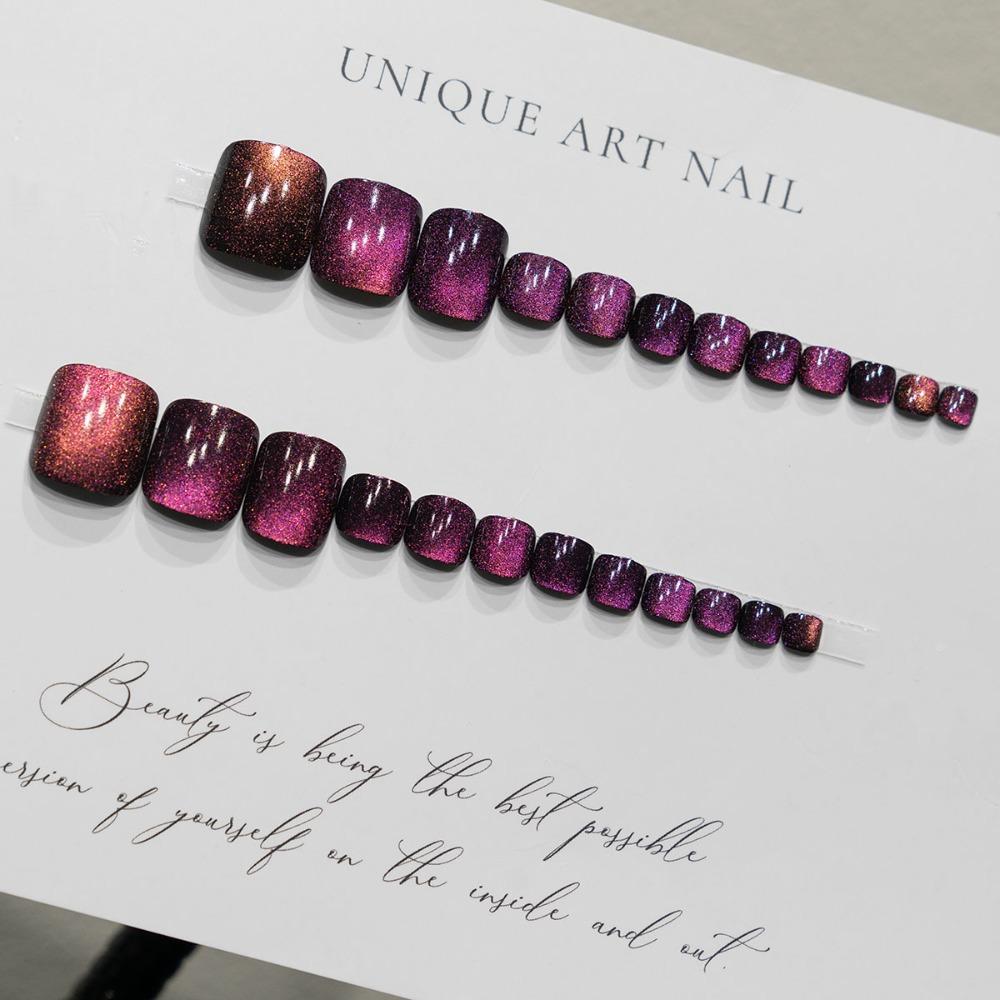 Кошачий глаз накладные ногти короткие накладные ногти для ног съемные накладные ногти для девочек