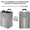 Laundry Basket Dorm Linen Collapsible Fabric Laundry Hamper with Drawstring Handle Portable Folding Dirty Clothes Bag Bathroom