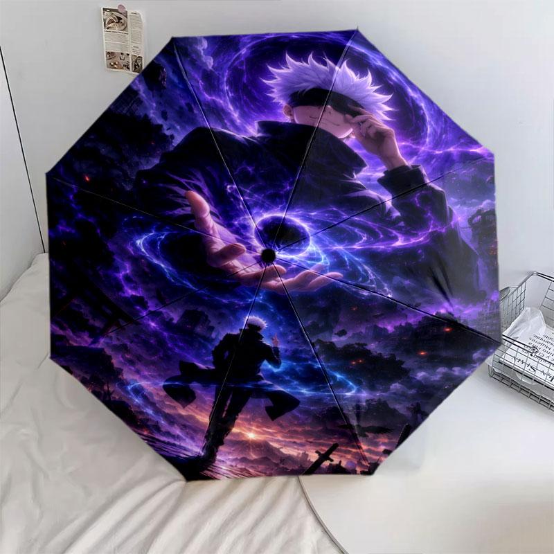 1 PC Automatic Folding Umbrella - Jujutsu Kaisen Pattern Portable Foldable Design With 8 Ribs Christmas Birthday Gifts