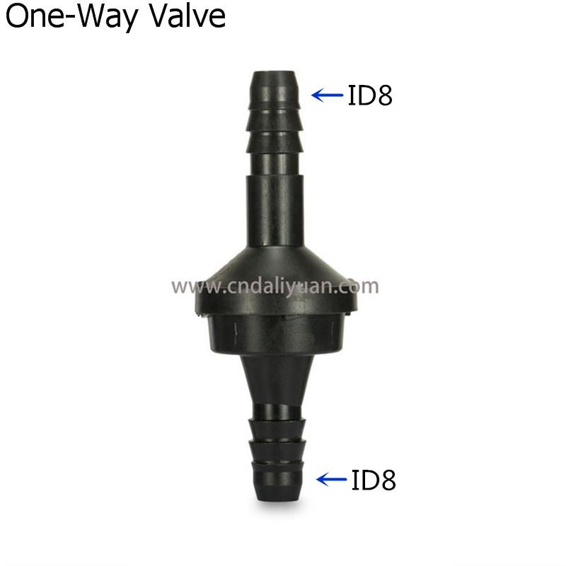 high quality ID8 black one-way valve non-return valve plastic one way valve air pump vacuum check valve for car 2pcs a lot