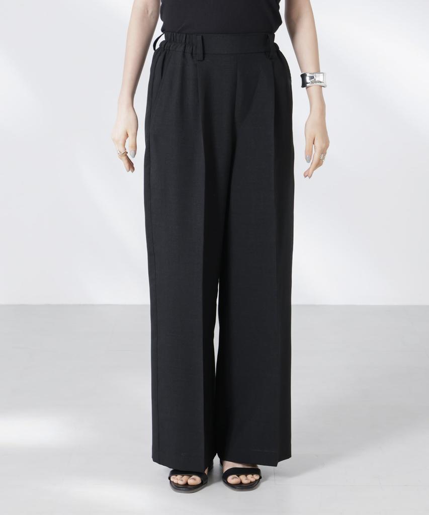 Nano Universe Tuck Easy Center Press Straight F Women's Pants, 010, Black, 673-5227300