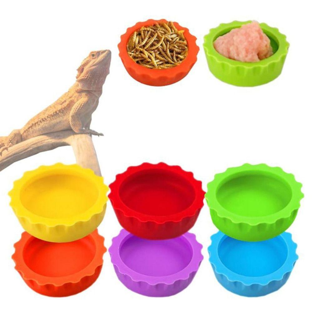 6pcs Silicone Feeding Dish Reusable Gecko Feeding Cups BPA Free Small Reptile Bowl Pet Supplies