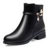 Women's Short Boots Velvet Flat Non-slip Leather Shoes Winter Flat-heeled Cotton Shoes
