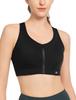 Yvette Sports Большой размер Черный женский бюстгальтер, Нескользящий, С застежкой спереди, Влагоотводящий, Быстросохнущий, Цельноформованная чашка, Без косточек, Поддержка, Размеры,