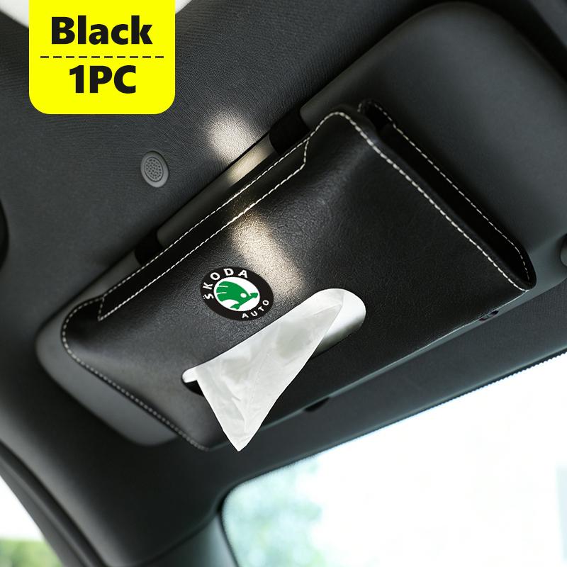 uwbgx9 For Skoda Car Sun Visor Tissue Box Hanging Tissue Storage Case Accessories S Kodiaq Octavia 2 3 Yeti Karoq Rapid Fabia VII VRS