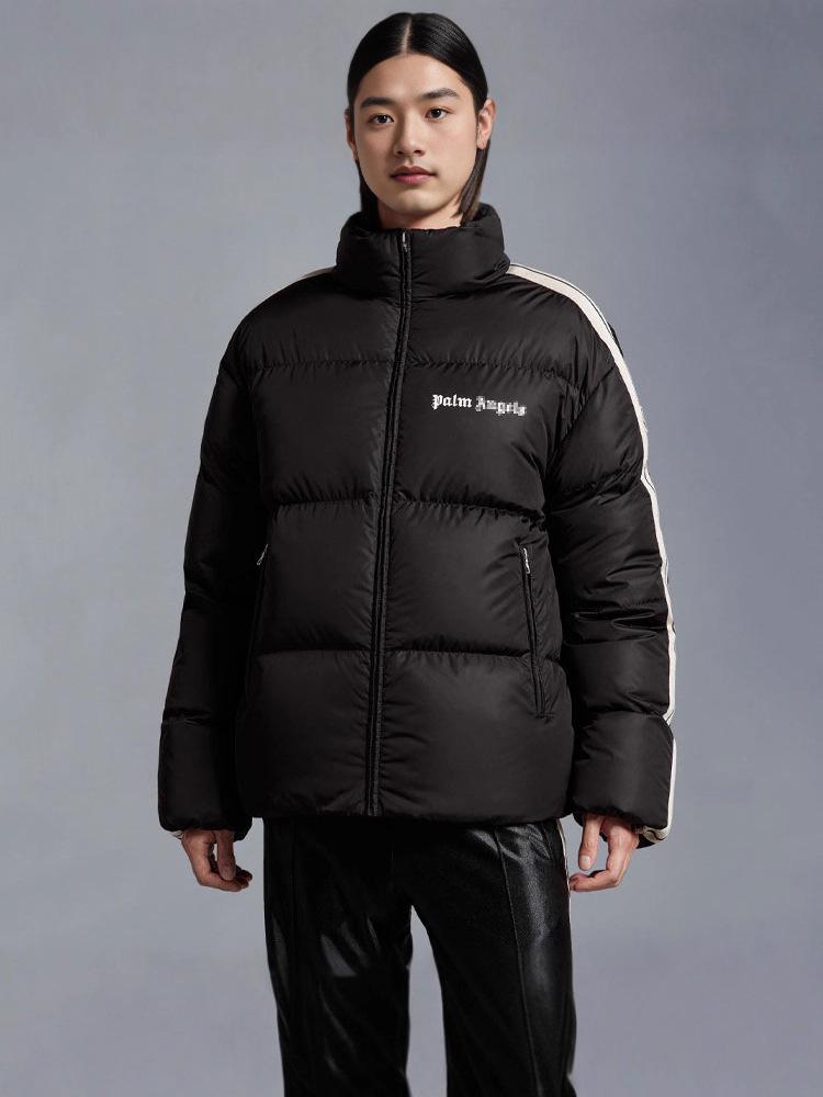 Унисекс Хлопковая куртка Palm Angel в полоску, цветовые блоки, принт с буквами, воротник-стойка