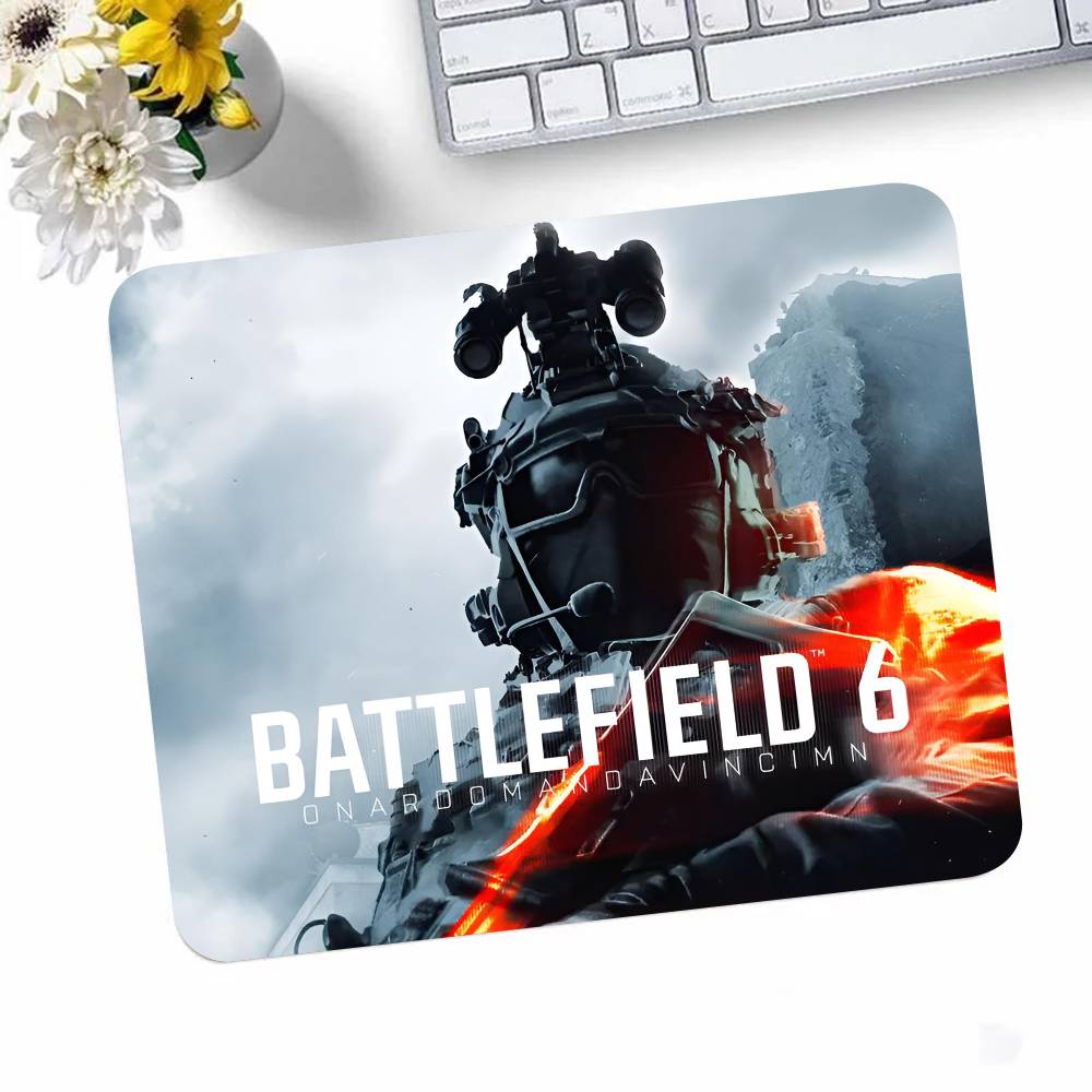 Игровой B-Battlefield 6 Коврик для мыши Маленький с заблокированным краем Коврик для мыши Для геймеров Настольный коврик для компьютера Прямоугольный Противоскользящая резина