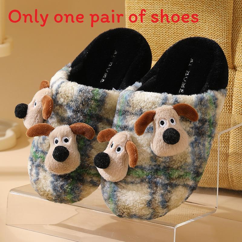 Зимние детские хлопковые тапочки с собачкой для мальчиков и девочек, домашний комфорт