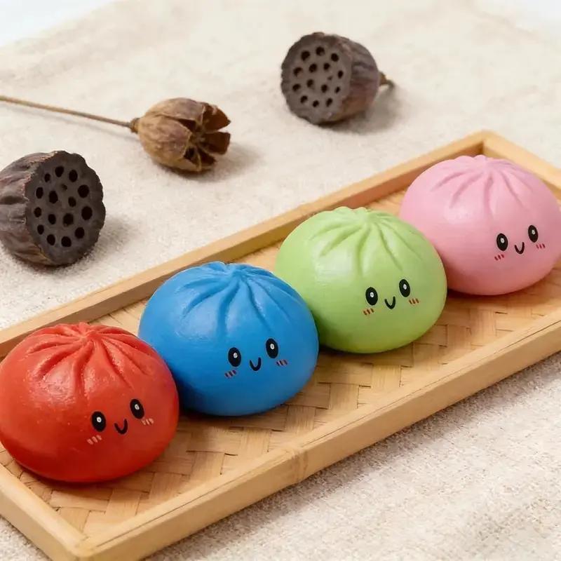 Гигантская блестящая пельмешка Squishy, Мега радужные пельмешки, Милая игрушка-антистресс с коробкой-пароваркой, Мягкое тесто для сжатия и снятия стресса для взрослых