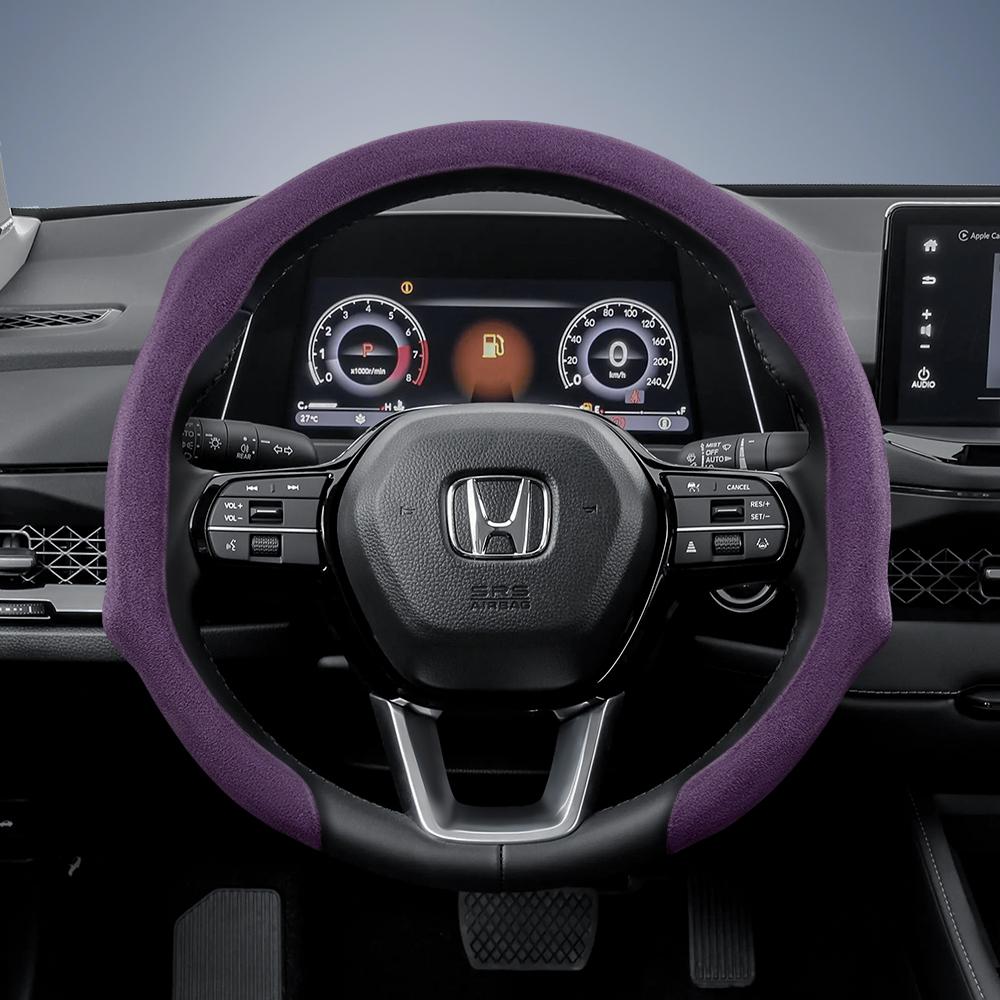 AAALV1 Suitable for Honda Premium Suede Snap-On Steering Wheel Cover Anti-Slip Durable Car Accessories Civic Fit 8Th Gen 8 City Accord 9 10 Vezel 