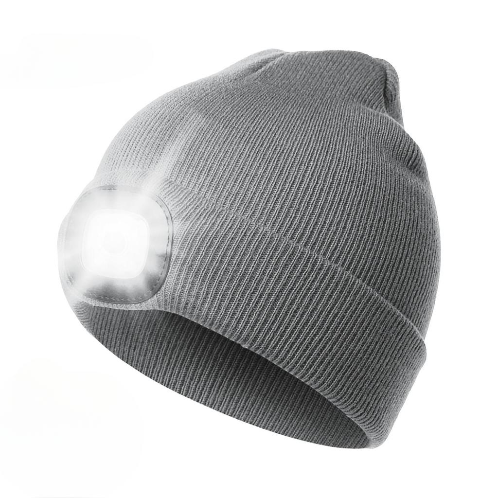 LED Beanie Hat with Light Unisex Warm Winter Hat USB Rechargeable Headlamp Cap Winter Knitted Night Lighted Hat Flashlight