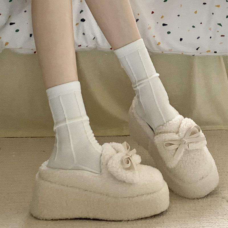 Белые пушистые тапочки высокого класса с толстой подошвой для верхней женской одежды, новинка 2025 года, мягкая на ощупь сумка на голову, легкая хлопковая швабра