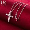 925 Sterling Silver Full Diamond Cross Necklace Fashionable Wedding Jewelry