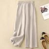 Women Summer Loose Cotton Linen Cropped Pants Solid Color Loose Nine Point Drop Feeling Casual Pants Breathable Straight Trouser