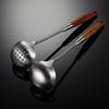 304 Stainless Steel Pear Wooden Handle Soup Shell Colander Small Porridge Spoon Small Hot Pot Spoon Household Kitchen Cooking Spoon
