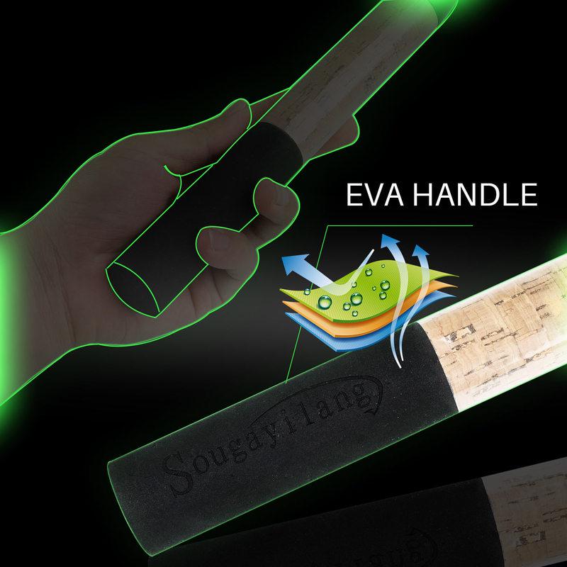 SOUGAYILANG Спиннинговая удочка Портативная 2-секционная телескопическая удочка из углеродного волокна Дорожная удочка