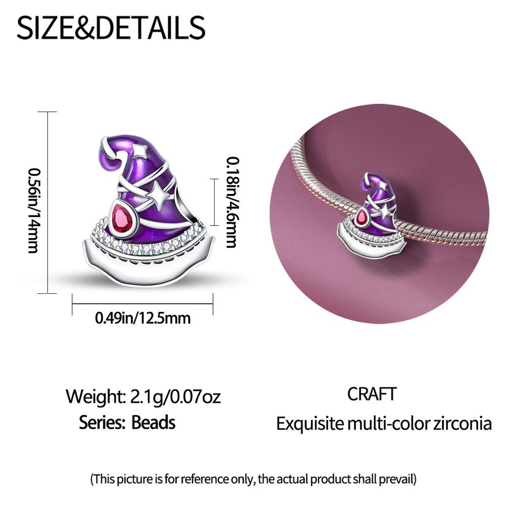 Pendant Charm Bead Copper Halloween Magic Hat Beads Fit Original Bracelet For Jewelry Making Valentine'S Day Gift