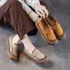Women's Retro Casual Shoes Versatile Top-grain Leather Single Shoes Slip-on Soft-soled Loafers