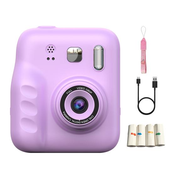 Детская моментальная камера с 2-дюймовым IPS-экраном 1080P Портативная дорожная видеозапись Моментальная цифровая печать для малышей Камера-игрушка с фотобумагой