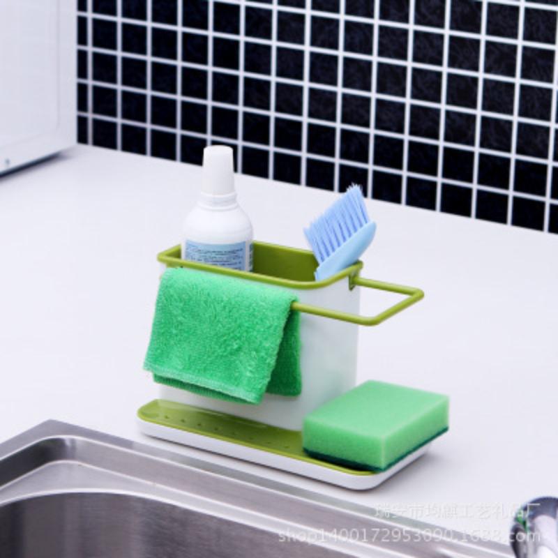 Кухонная стеллаж для хранения тряпки Стеллаж для отделки Стеллаж для хранения Сливная полка Пластиковая губка Чистящий шарик Стеллаж для хранения