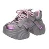 Fashion Women Autumn Spring Chunky Sneakers Thick Bottom Leather Shoes High Platform Vulcanize Shoes Bling Casual Sports Dad Shoes 7CM