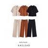 Kaslead New Women Clothes Western Style Multi-Color Short Sleeve Lapel Shirts Trousers 4387024 4387022
