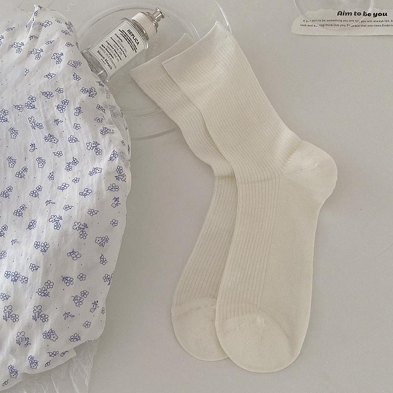 Летние носки женские 76% лиоцелл шелк тонкие дышащие однотонные длинные носки корейский стиль кэжуал уличная одежда средней длины носки