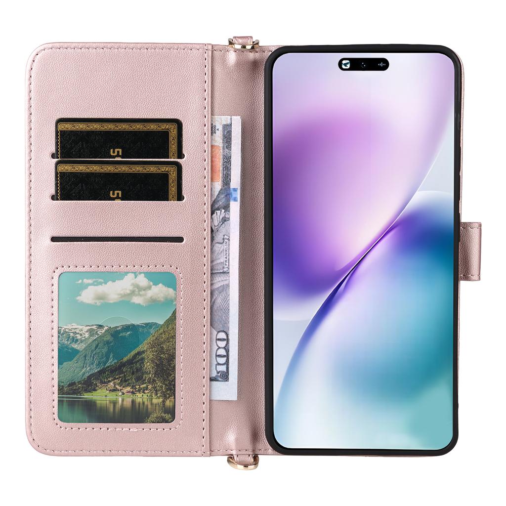 For vivo X200s 5G Stand Wallet Case with Shoulder/Wrist Strap Leather Phone Cover
