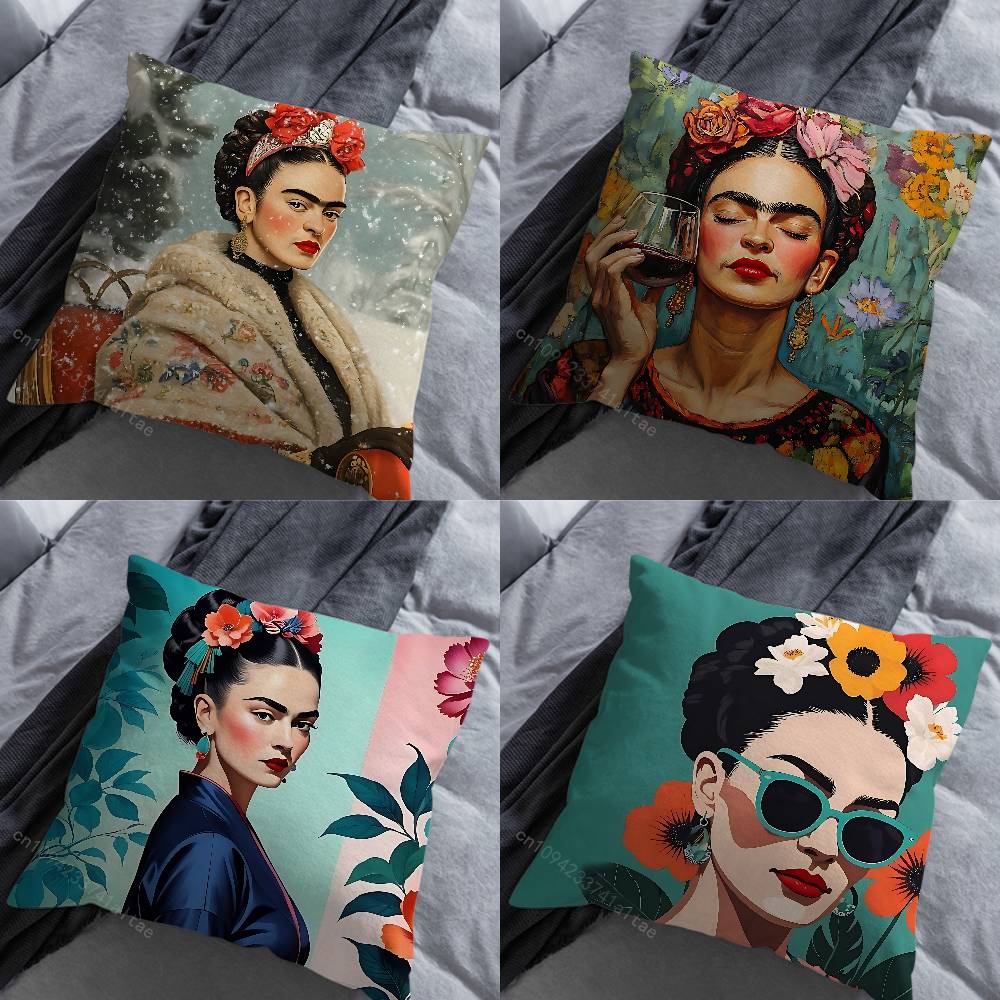 FFridas KKahlo Artiste Pillowcase for Sofa Room Office Decor Printing Merchandise AllMatch Cushion Cover