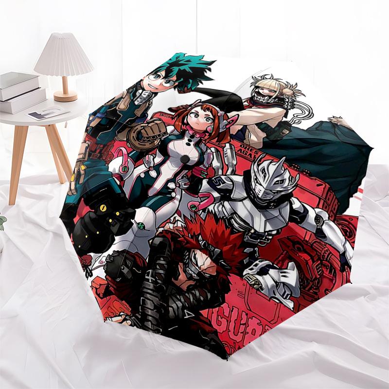 1pc My Hero Academia Characters Automatic Opening Folding Umbrella with 8-Bone Iron Frame, Portable for Outdoor Use, Ideal Gift for Fans, Travelers, D