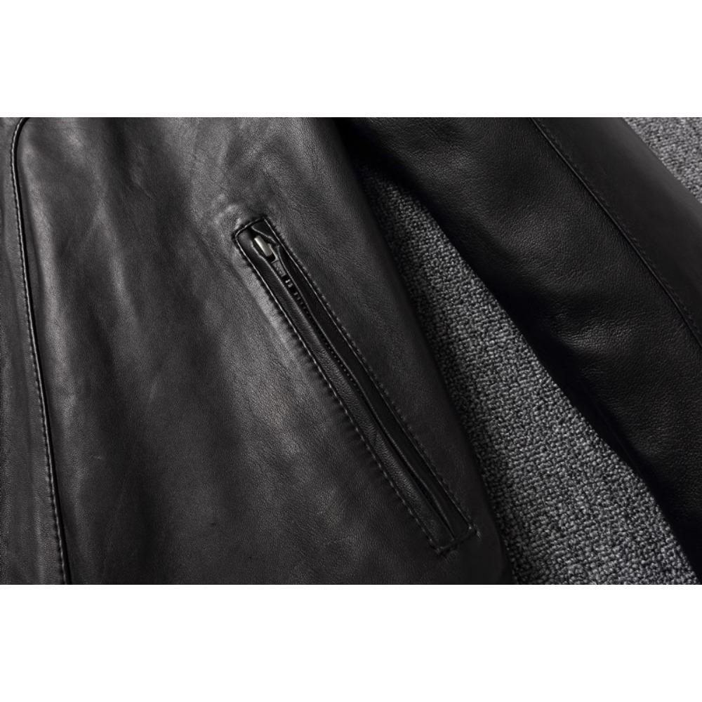 Одежда из натуральной кожи Мужская овчина Мотоциклетная куртка Тонкая сетчатая куртка весна-осень Чистая кожа Пальто с воротником-стойкой