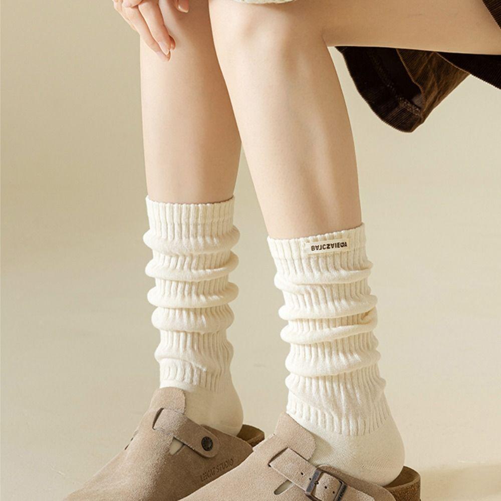 Elastic Tiered Piled Calf Socks Lolita Autumn Winter Long Socks Cute JK Stockings  for Women Girls