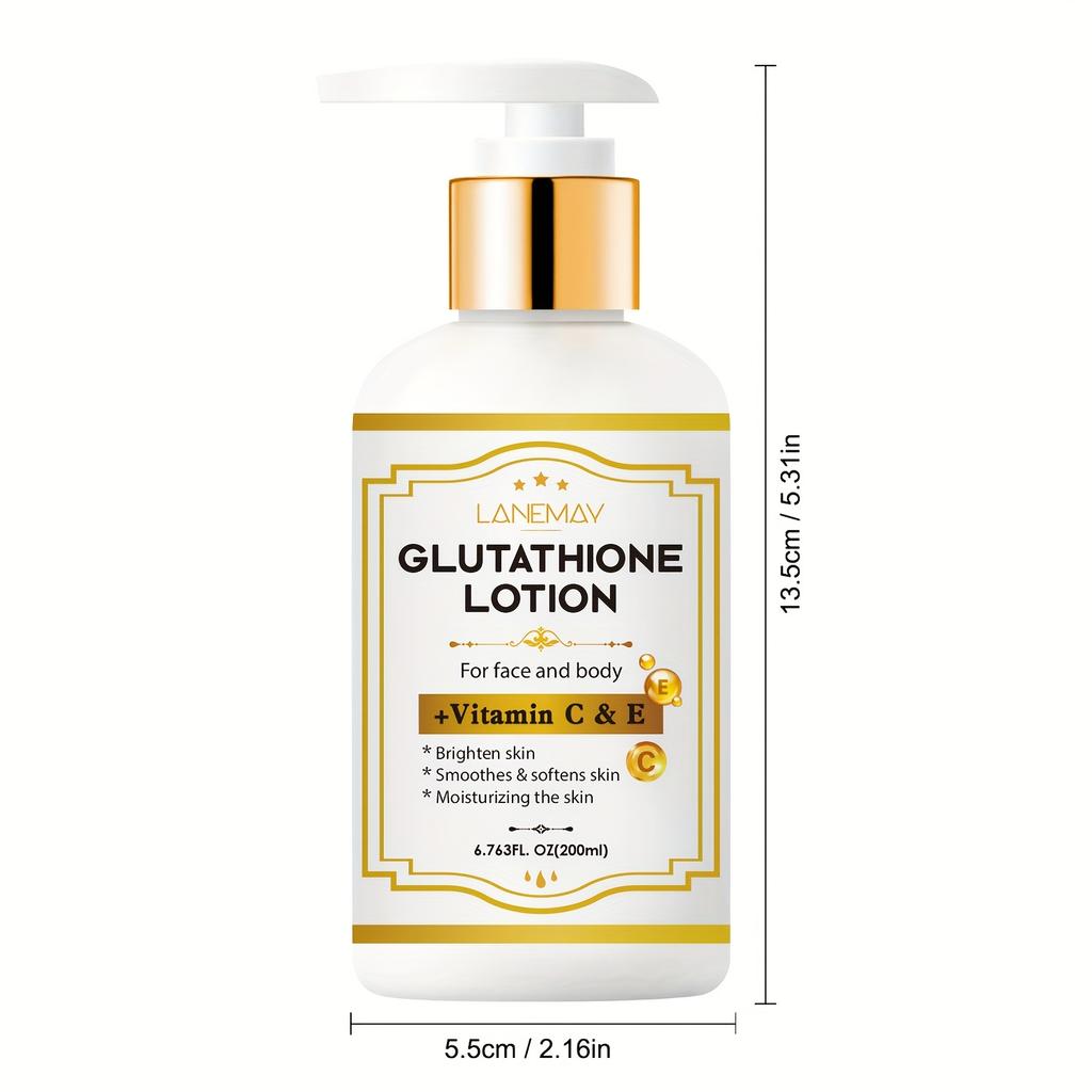 Лосьон с глутатионом, усиленный витаминами C и E - Осветляющий и увлажняющий уход для лица и тела, подходит для сухой, шершавой и потрескавшейся кожи