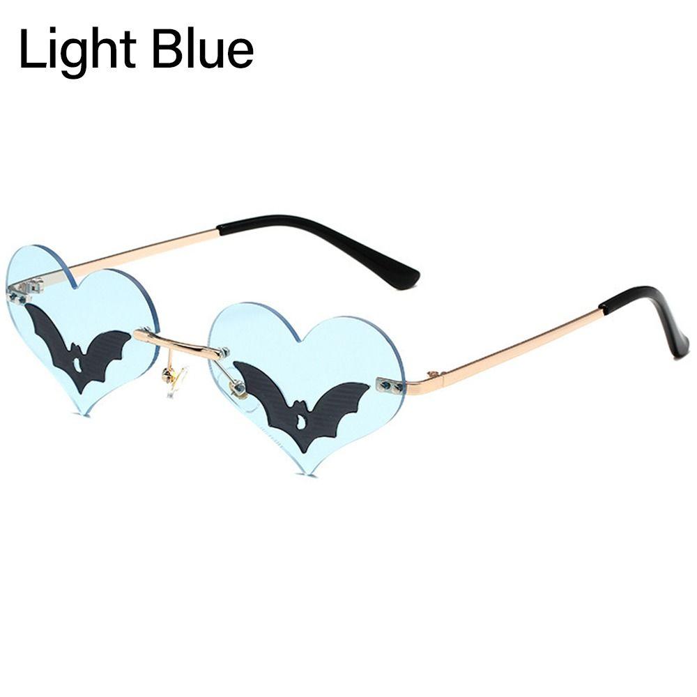 Солнцезащитные очки в форме сердца «летучая мышь», новые очки без оправы в готическом стиле для женщин и мужчин, очки для вечеринок и фестивалей, модные очки с защитой от ультрафиолета 400
