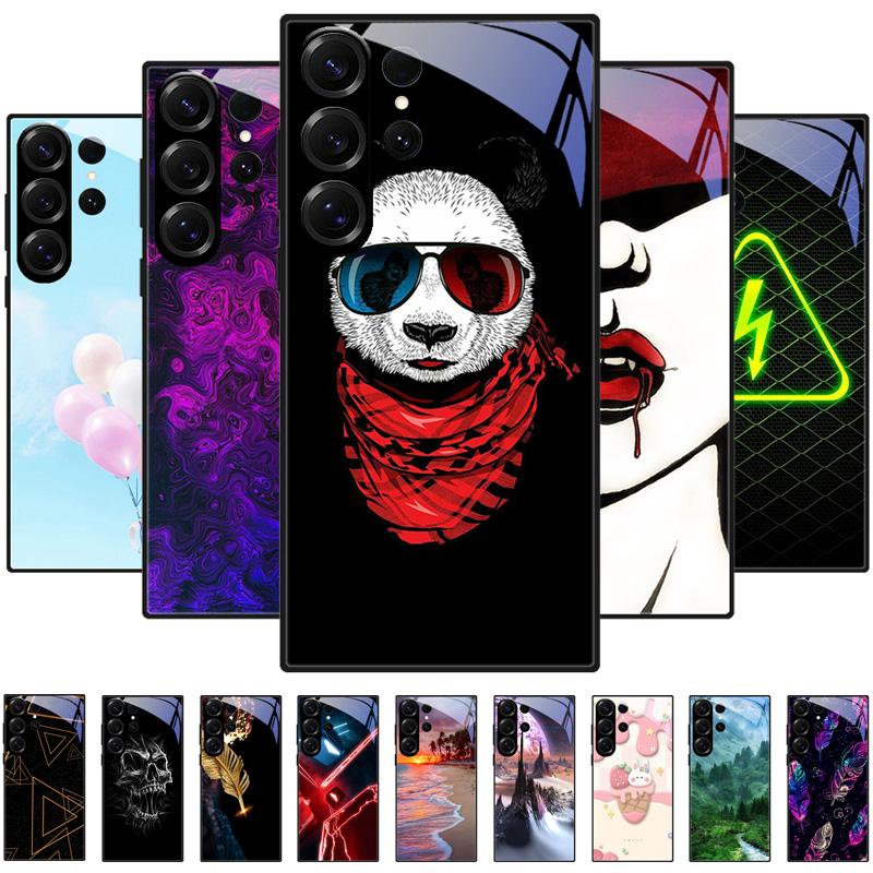 Для Samsung S23 S24 Ultra Модный чехол S24 Plus / S23+ S24+ Жесткий ПК Закаленное стекло Чехол для телефона Для Galaxy S23 FE Защитное стекло